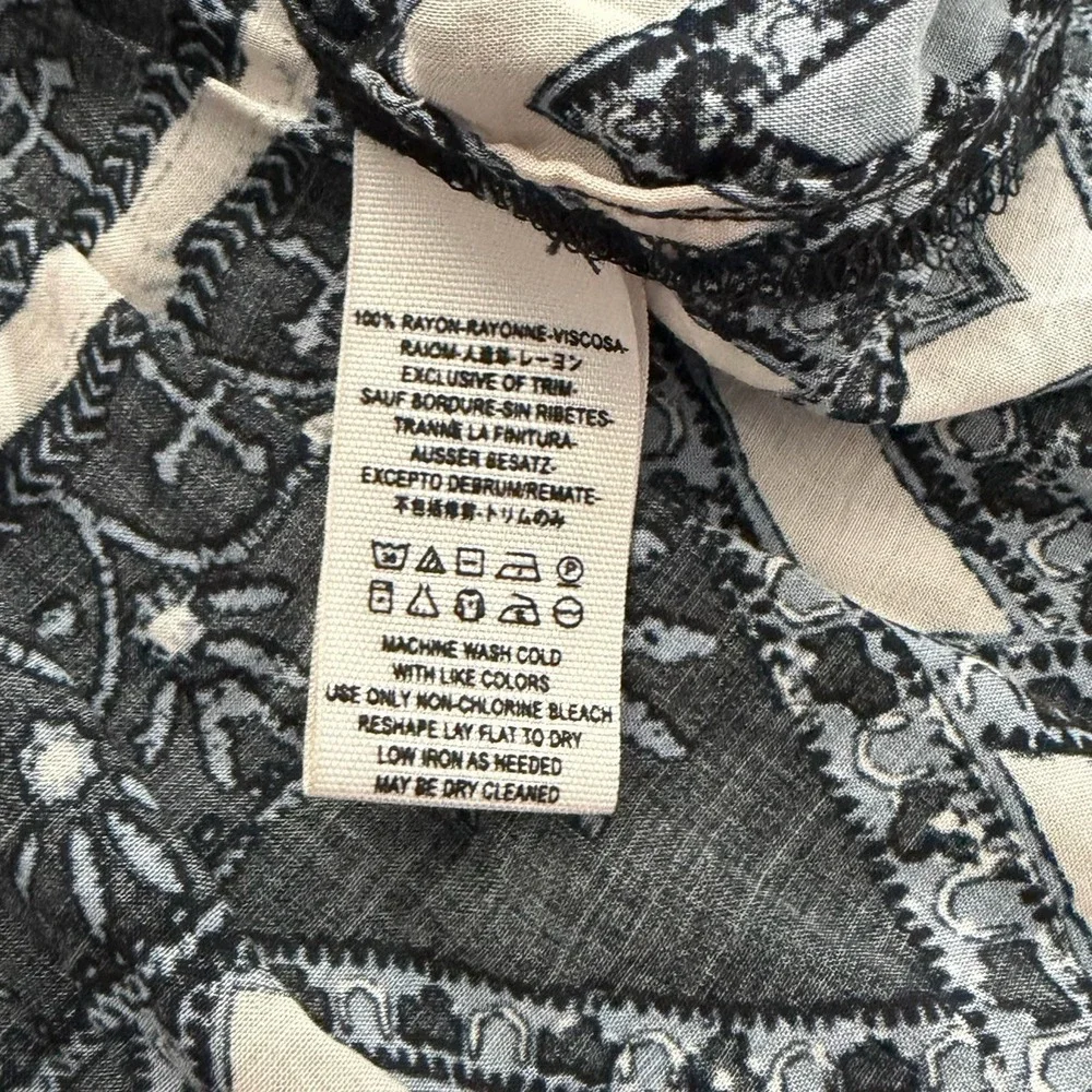 Free People XS Black Blue Whimsigoth Celestial V-Neck‎ Babydoll Tunic Top Boho